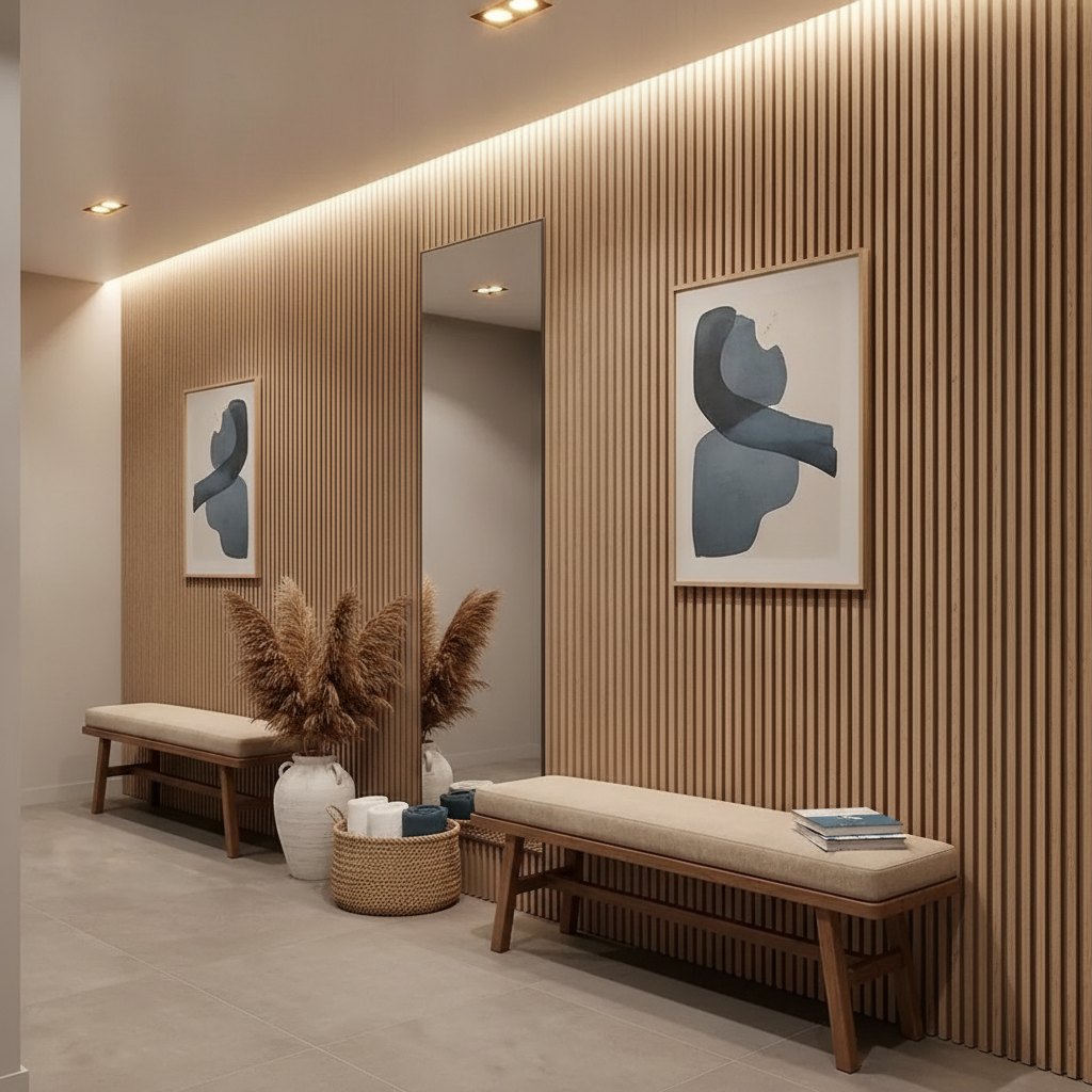 Slatted Wood Veneer Wall Panel