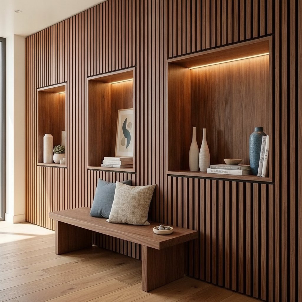 Slatted Wood Veneer Wall Panel
