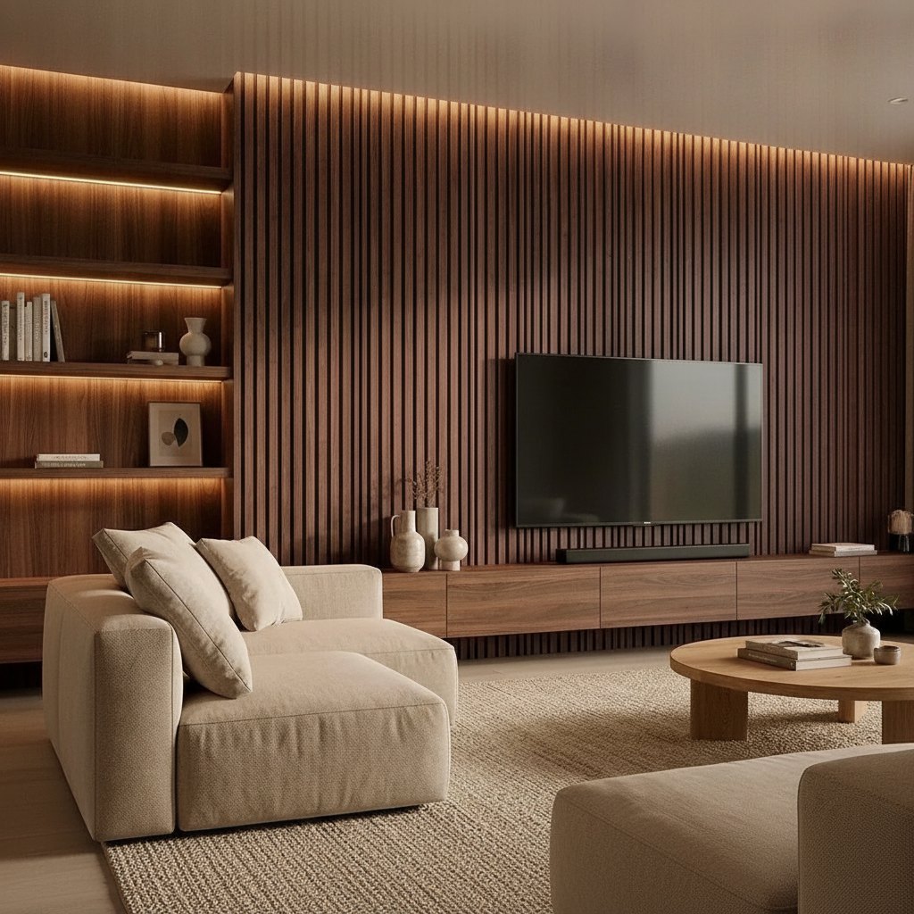 Slatted Wood Veneer Wall Panel